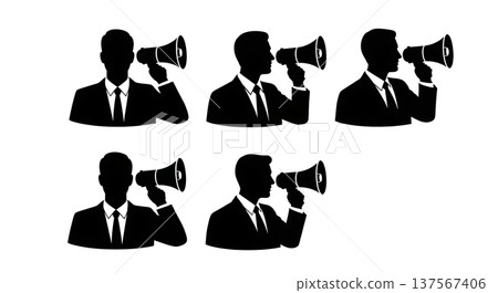 Black Solid Agents Megaphone Ear Silhouettes Set of Six Black Solid Agents Megaphone Ear Silhouettes Set of Six 137567406