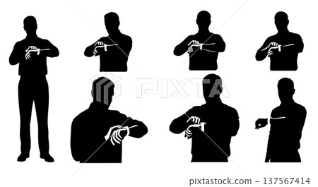 Black Solid Agents Looking Smartwatch Silhouettes Set of Six 137567414