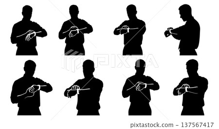 Black Solid Agents Looking Smartwatch Silhouettes Set of Six Black Solid Agents Looking Smartwatch Silhouettes Set of Six 137567417