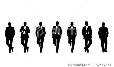 Black Solid Agents Leaning Wall Silhouettes Set of Six Black Solid Agents Leaning Wall Silhouettes Set of Six 137567434