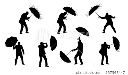 Black Solid Agents Inverted Umbrella Silhouettes Set of Six Black Solid Agents Inverted Umbrella Silhouettes Set of Six 137567447