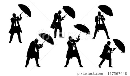 Black Solid Agents Inverted Umbrella Silhouettes Set of Six Black Solid Agents Inverted Umbrella Silhouettes Set of Six 137567448