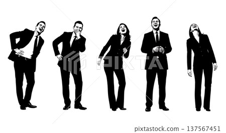 Black Solid Laughing Agent Silhouettes Set of Six Black Solid Laughing Agent Silhouettes Set of Six 137567451
