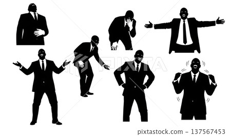 Black Solid Laughing Agent Silhouettes Set of Six Black Solid Laughing Agent Silhouettes Set of Six 137567453