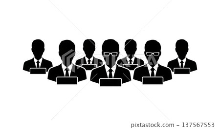 Black Solid Agents With Glasses Silhouettes Set of Six Black Solid Agents With Glasses Silhouettes Set of Six 137567553