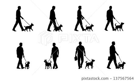 Black Solid Agents Walking Dog Silhouettes Set of Six 137567564