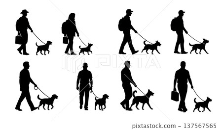 Black Solid Agents Walking Dog Silhouettes Set of Six 137567565