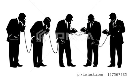 Black Solid Agents Two Phones Silhouettes Set of Six Black Solid Agents Two Phones Silhouettes Set of Six 137567585