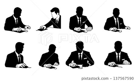 Black Solid Agents Using Mouse Silhouettes Set of Six Black Solid Agents Using Mouse Silhouettes Set of Six 137567590