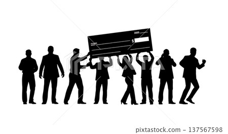 Black Solid Agents Holding Check Silhouettes Set of Six Black Solid Agents Holding Check Silhouettes Set of Six 137567598