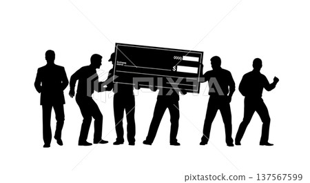 Black Solid Agents Holding Check Silhouettes Set of Six Black Solid Agents Holding Check Silhouettes Set of Six 137567599