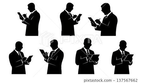 Black Solid Agents Tablet Stylus Silhouettes Set of Six Black Solid Agents Tablet Stylus Silhouettes Set of Six 137567662