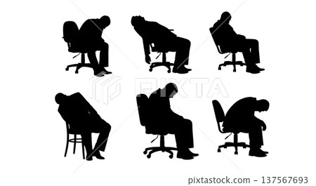 Black Solid Agents Slouching Chair Silhouettes Set of Six Black Solid Agents Slouching Chair Silhouettes Set of Six 137567693