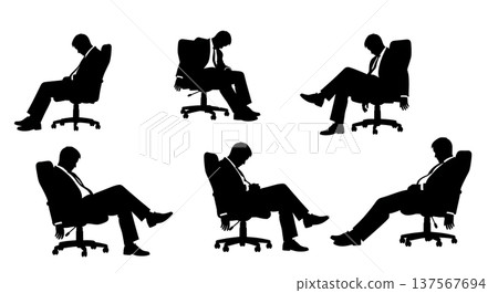 Black Solid Agents Slouching Chair Silhouettes Set of Six Black Solid Agents Slouching Chair Silhouettes Set of Six 137567694