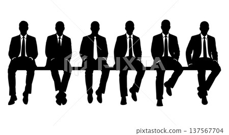 Black Solid Agents Sitting Edge Desk Silhouettes Set of Six Black Solid Agents Sitting Edge Desk Silhouettes Set of Six 137567704
