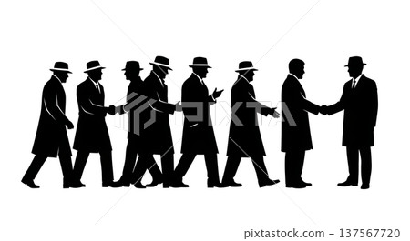 Black Solid Agents Shaking Hands Silhouettes Set of Six Black Solid Agents Shaking Hands Silhouettes Set of Six 137567720