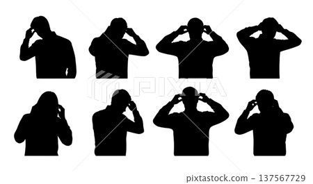 Black Solid Agents Rubbing Temples Silhouettes Set of Six Black Solid Agents Rubbing Temples Silhouettes Set of Six 137567729