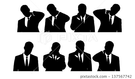 Black Solid Agents Rubbing Neck Silhouettes Set of Six 137567742