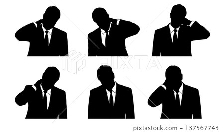 Black Solid Agents Rubbing Neck Silhouettes Set of Six 137567743