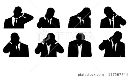 Black Solid Agents Rubbing Neck Silhouettes Set of Six 137567744