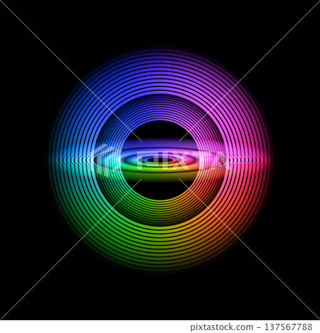 Glowing circular and oval geometric shapes 137567788