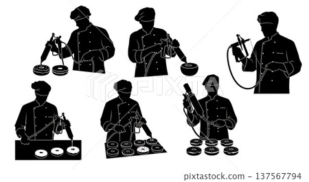 Black Solid Bakers Filling Jelly Donuts Set of Six on White Background Black Solid Bakers Filling Jelly Donuts Set of Six on White Background 137567794