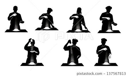 Black Solid Bakers Dusting Surfaces Set of Six on White Background 137567813