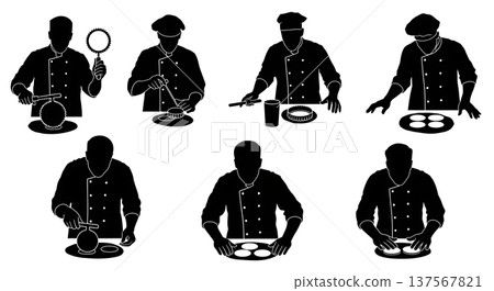 Black Solid Bakers Cutting Scones Set of Six on White Background Black Solid Bakers Cutting Scones Set of Six on White Background 137567821