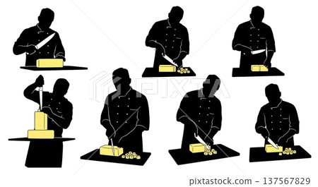 Black Solid Bakers Cutting Butter Set of Six on White Background Black Solid Bakers Cutting Butter Set of Six on White Background 137567829