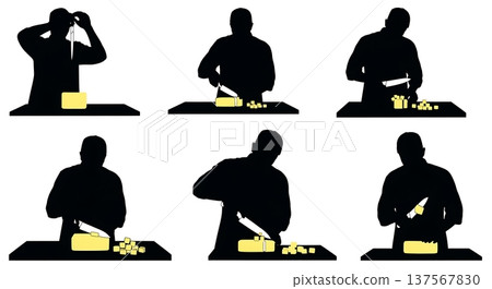 Black Solid Bakers Cutting Butter Set of Six on White Background Black Solid Bakers Cutting Butter Set of Six on White Background 137567830