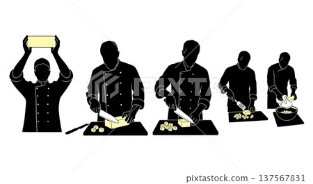 Black Solid Bakers Cutting Butter Set of Six on White Background Black Solid Bakers Cutting Butter Set of Six on White Background 137567831