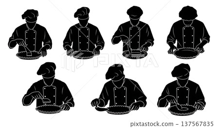 Black Solid Bakers Crimping Pie Crusts Set of Six on White Background Black Solid Bakers Crimping Pie Crusts Set of Six on White Background 137567835