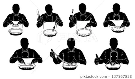 Black Solid Bakers Crimping Pie Crusts Set of Six on White Background Black Solid Bakers Crimping Pie Crusts Set of Six on White Background 137567838