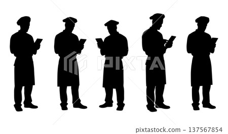 Black Solid Bakers Checking Tablets Set of Six on White Background 137567854