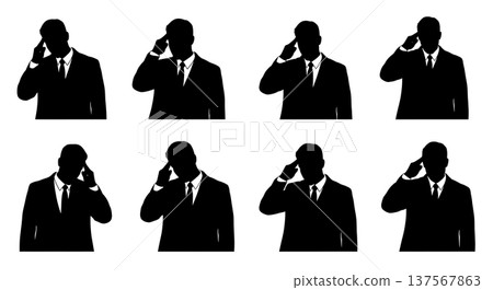 Black Solid Agents Rubbing Temples Silhouettes Set of Six Black Solid Agents Rubbing Temples Silhouettes Set of Six 137567863