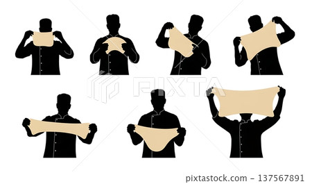 Black Solid Bakers Checking Dough Elasticity Set of Six on White Background Black Solid Bakers Checking Dough Elasticity Set of Six on White Background 137567891
