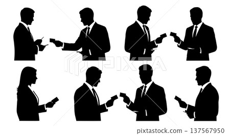 Black Solid B2B Sales Agent Silhouettes Set of Six 137567950