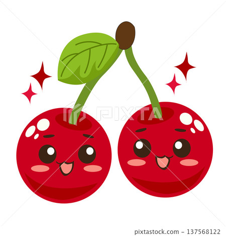 kawaii cherry fruit flat style kawaii cherry fruit flat style 137568122