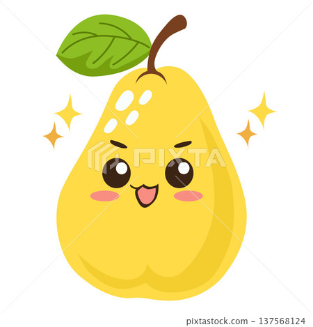 kawaii pear fruit flat style kawaii pear fruit flat style 137568124