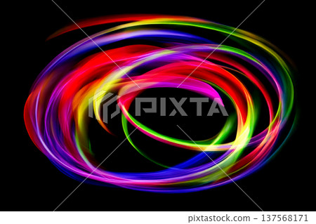 Colorful vortex of light emerging from a black background 137568171