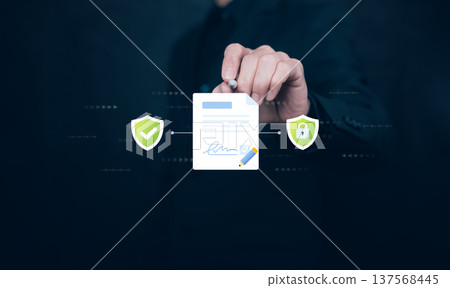 Digital Contract Signing and Secure Electronic Signature Concept Digital Contract Signing and Secure Electronic Signature Concept 137568445
