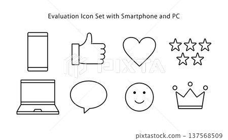 一套可用於在智慧型手機和電腦上表示高評分的圖示集 137568509