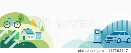 永續生活與電動車綠色能源背景 137568547