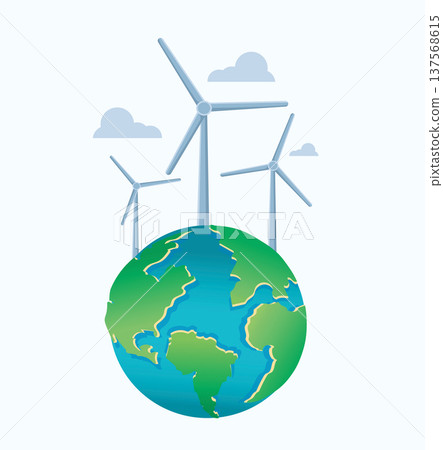 Green Energy Wind Turbines on Planet Earth 137568615