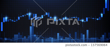 Stock market chart with blue candlestick graph Stock market chart with blue candlestick graph 137569064