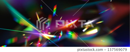 Rainbow light flare with iridescent crystal effect 137569079