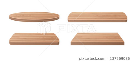 Wooden podium with natural wood grain texture 137569086