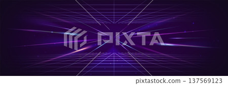 Wireframe pattern perspective with neon beams 137569123