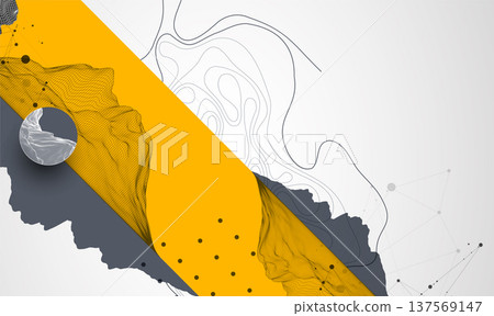 Trendy abstract wireframe background. Mountain art elements. Surface illustration. Vector. Trendy abstract wireframe background. Mountain art elements. Surface illustration. Vector. 137569147