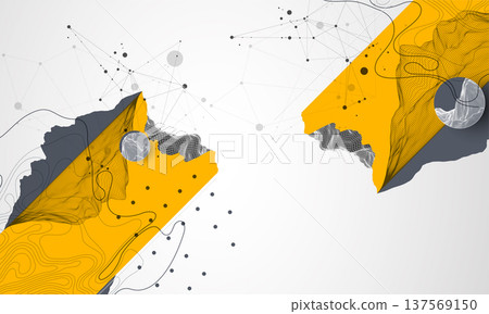 Trendy abstract wireframe background. Mountain art elements. Surface illustration. Vector. Trendy abstract wireframe background. Mountain art elements. Surface illustration. Vector. 137569150